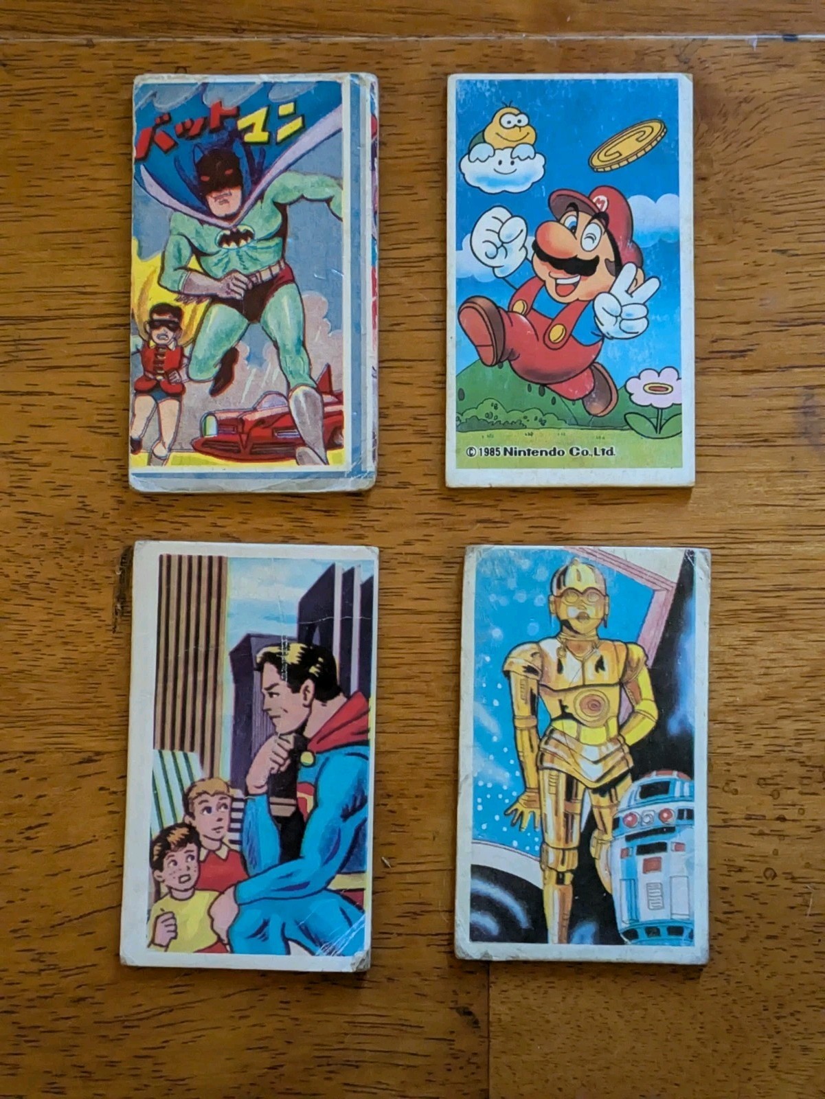 vtg 4x 1960s 70s 80s Hero Menko Card Japan Lot Superman Batman R2d2 Mario