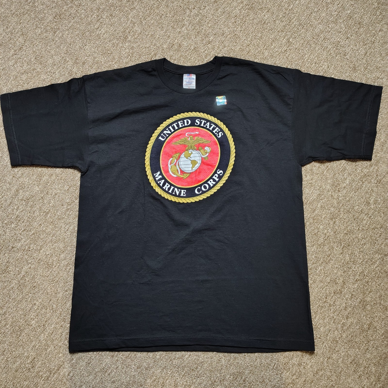 Bayside USMC Marine Corps T-Shirt Men's XL Black Made in USA 100% Cotton Bayside USMC Marine Corps T-Shirt Men's XL Black Made in USA 100% Cotton