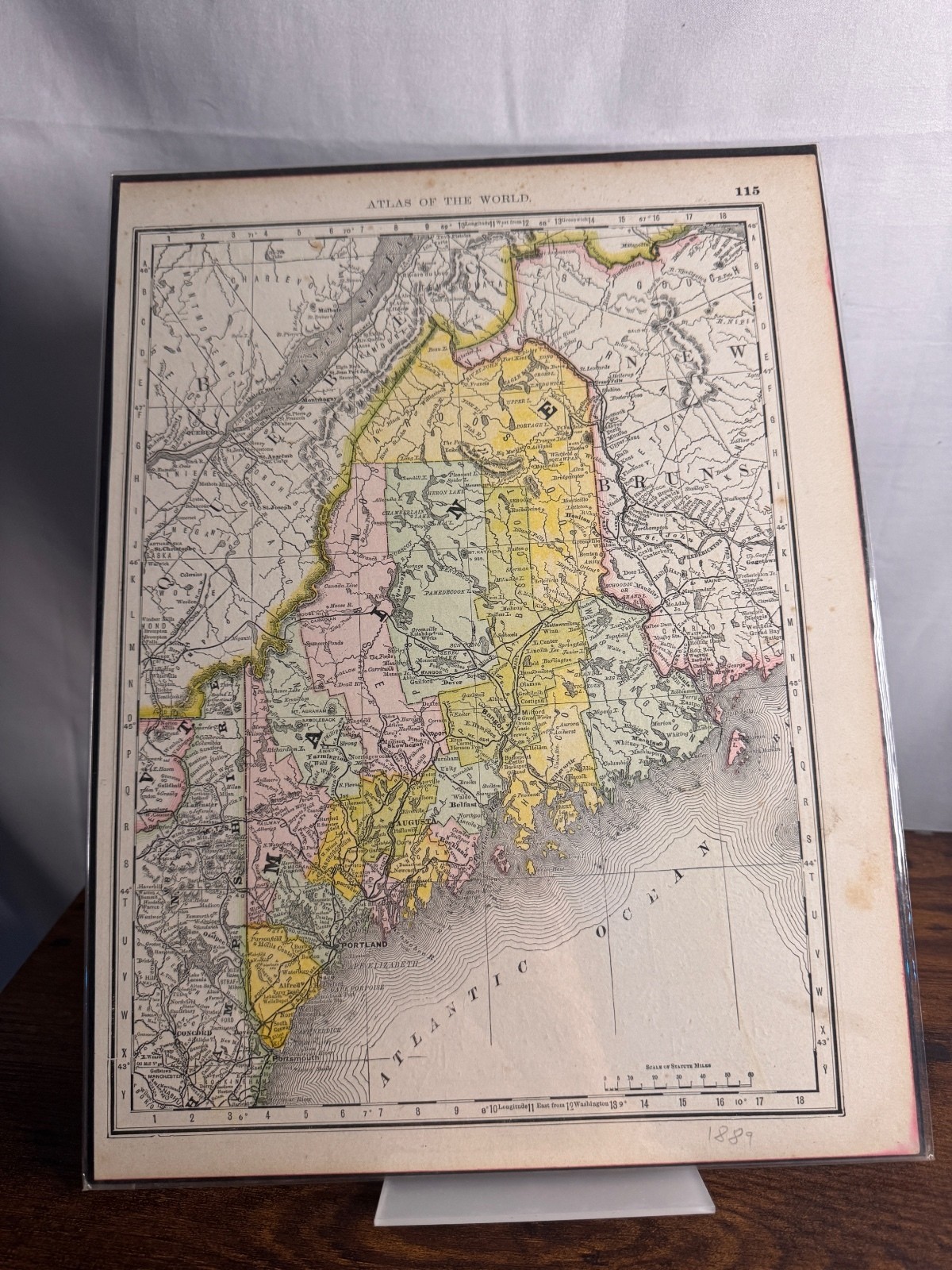 1889 Vermont Map Geo F. Cram Antique Atlas Page Vintage New England