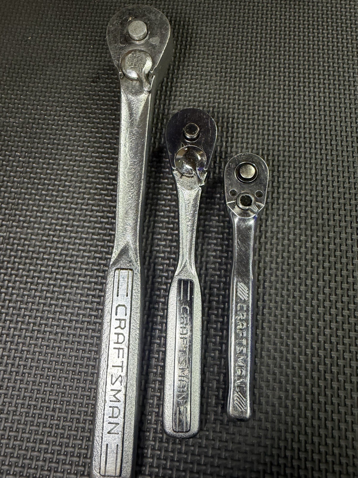 Craftsman Ratchet Set - (2) Vintage Forged USA 3/8” & 1/2” (1) New Style - 1/4” Craftsman Ratchet Set - (2) Vintage Forged USA 3/8” & 1/2” (1) New Style - 1/4”