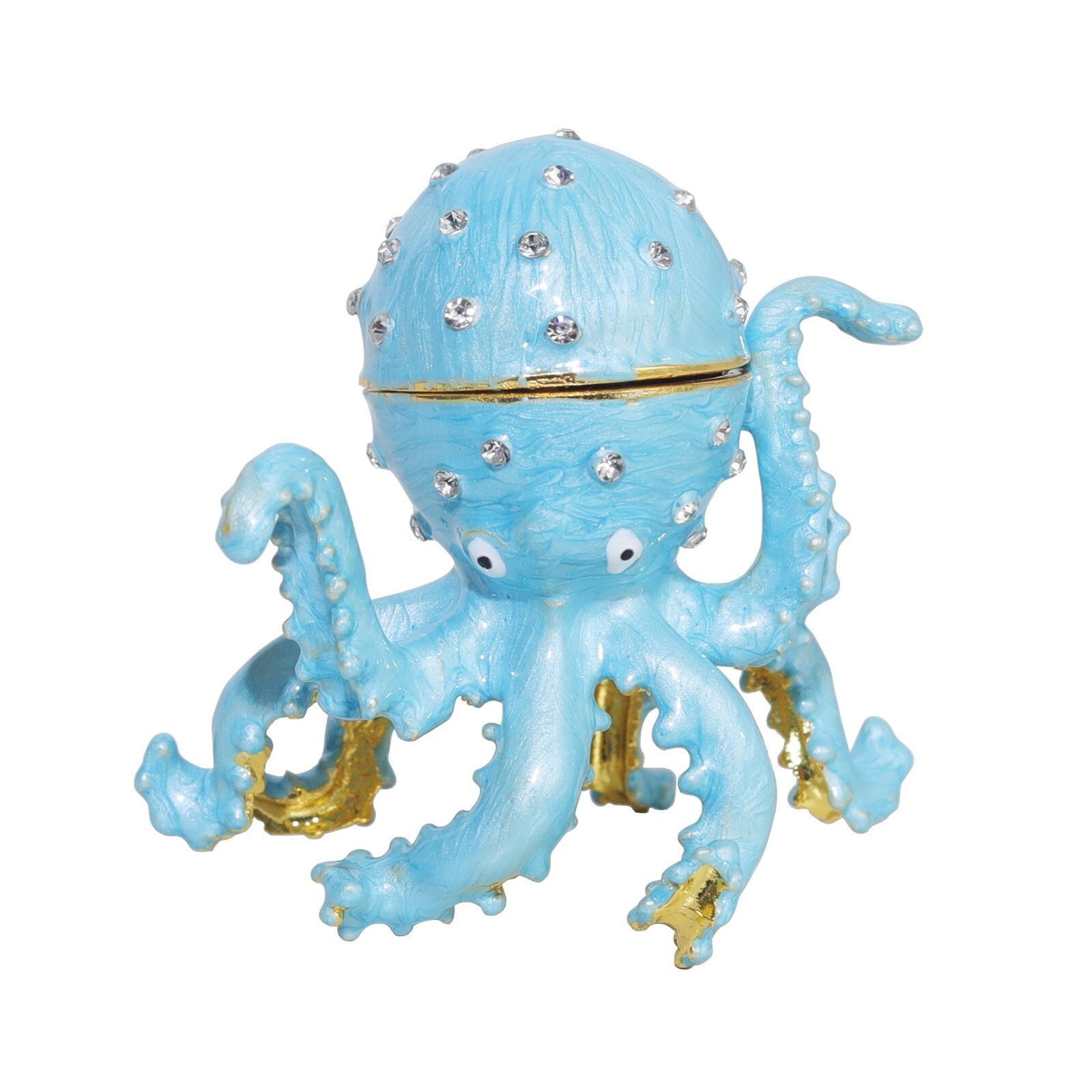 Blue Octopus Trinket Box Hinged Rhinestone Jeweled Colorful Enamel Ring Box Gift Blue Octopus Trinket Box Hinged Rhinestone Jeweled Colorful Enamel Ring Box Gift
