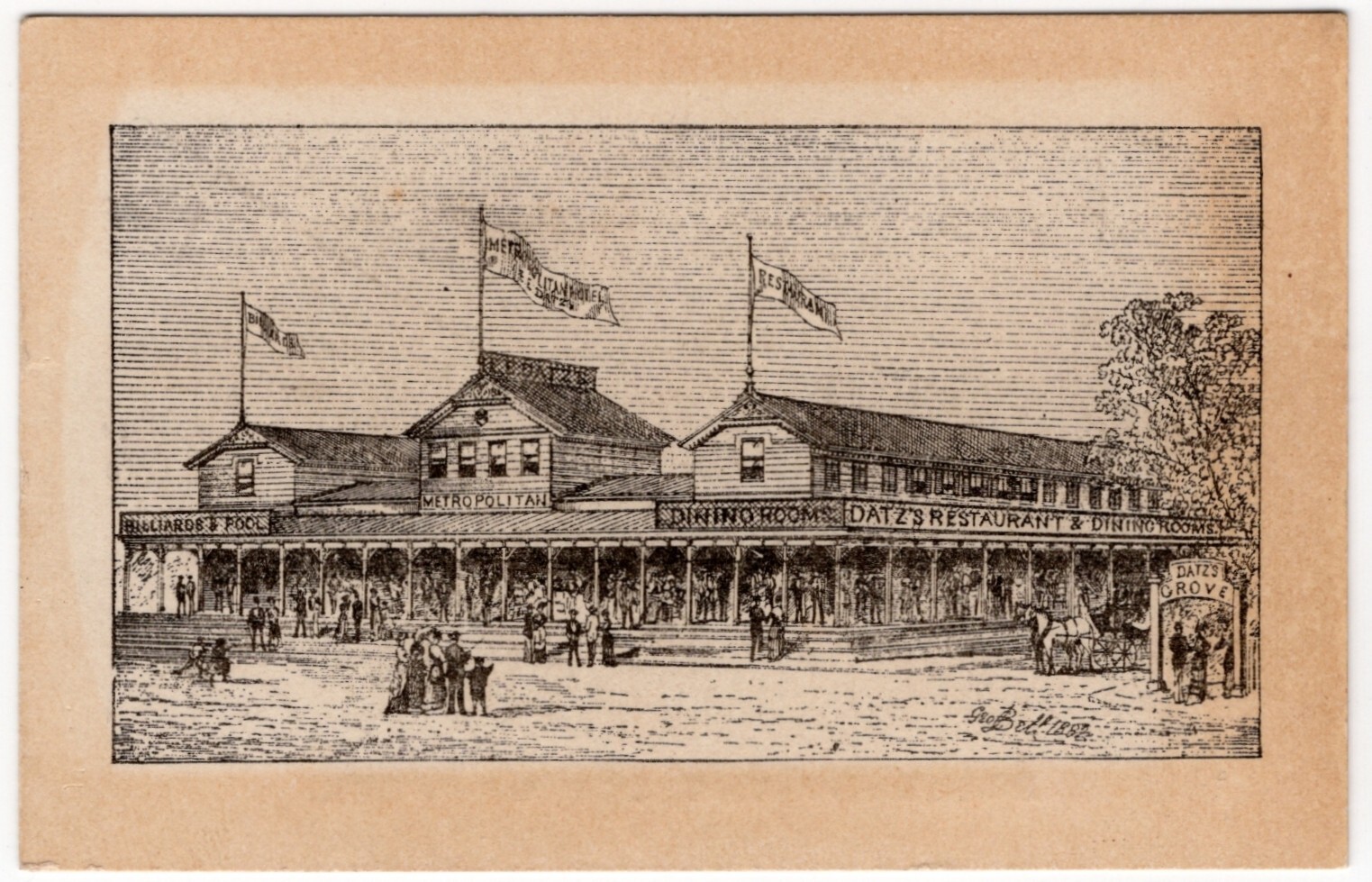Metropolitan Hotel Rockaway Beach, L.I. Trade Card by Boat or Railroad SCARCE