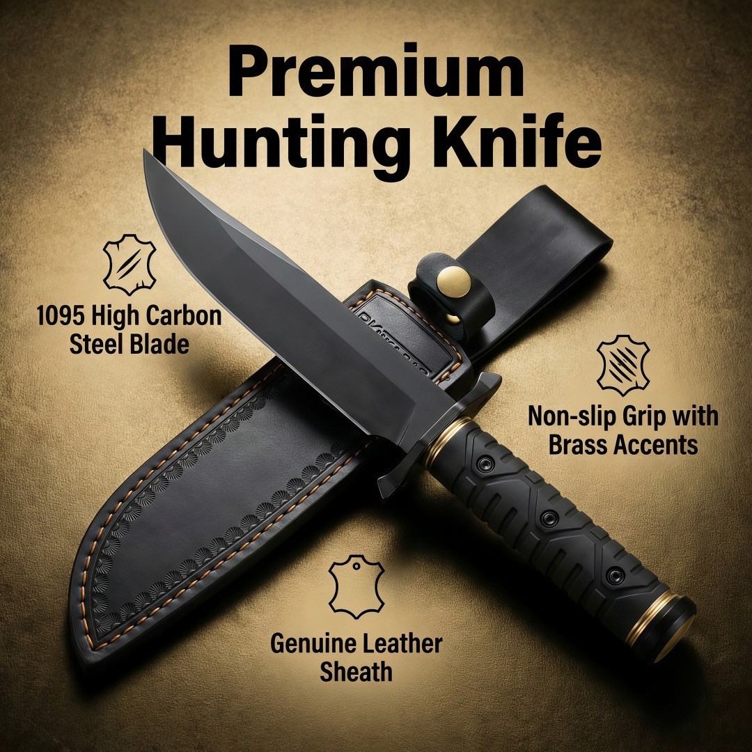 Portable Outdoor Fixed Blade Knife 1095 Steel With Leather Sheath Survival Tool