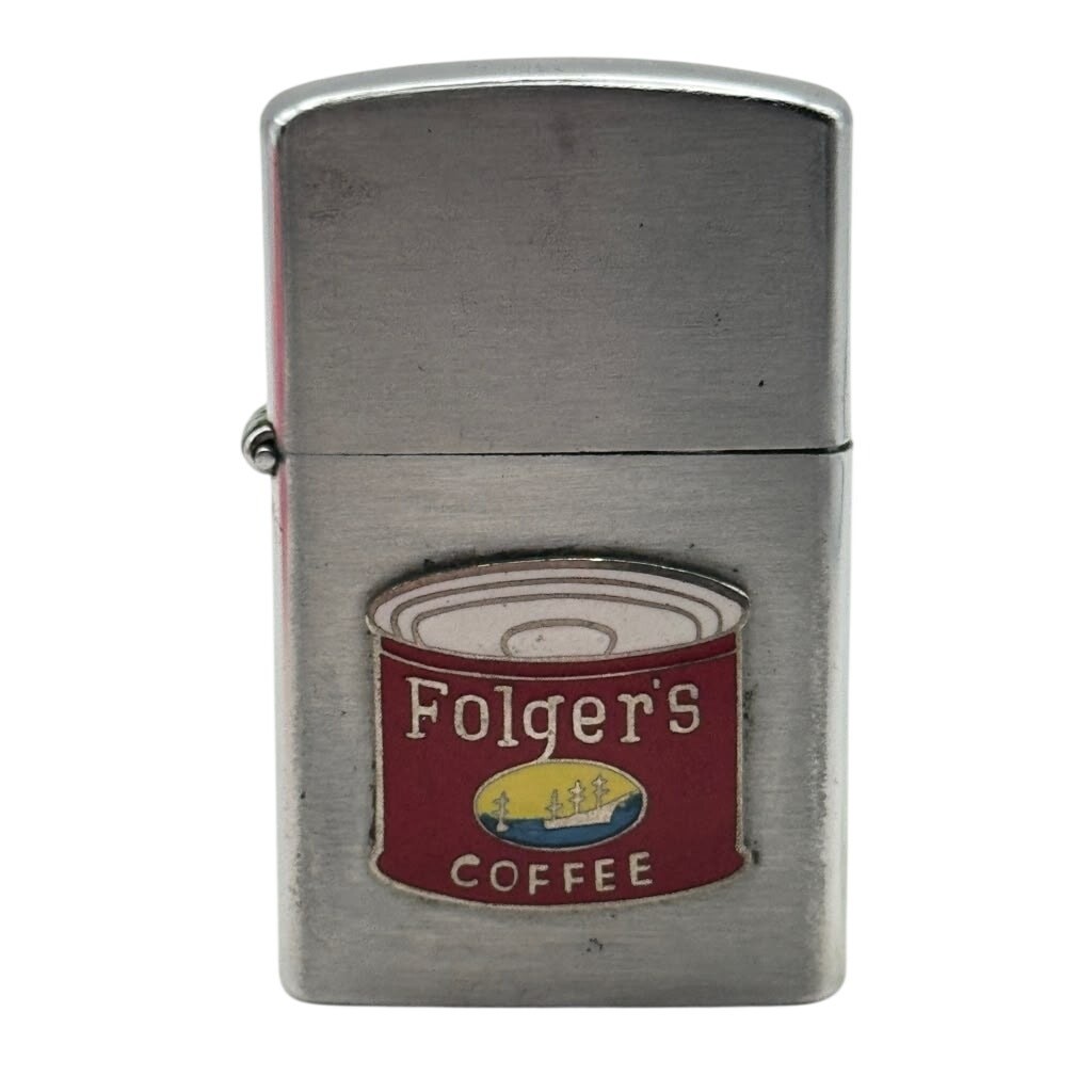 Vintage Penguin No 127 Folger's Coffee Chrome Advertising Pocket Lighter Japan Vintage Penguin No 127 Folger's Coffee Chrome Advertising Pocket Lighter Japan