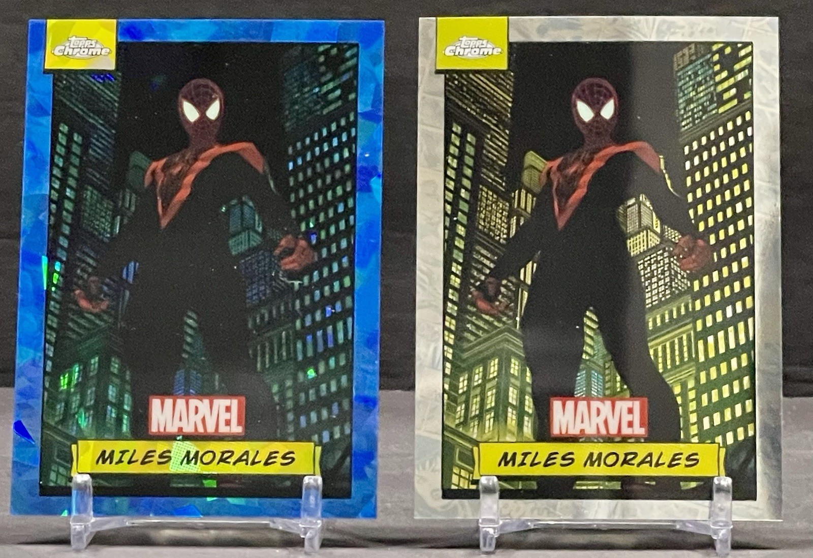 2024 Topps Chrome Marvel #81 Miles Morales Base & Sapphire 2 Card Lot
