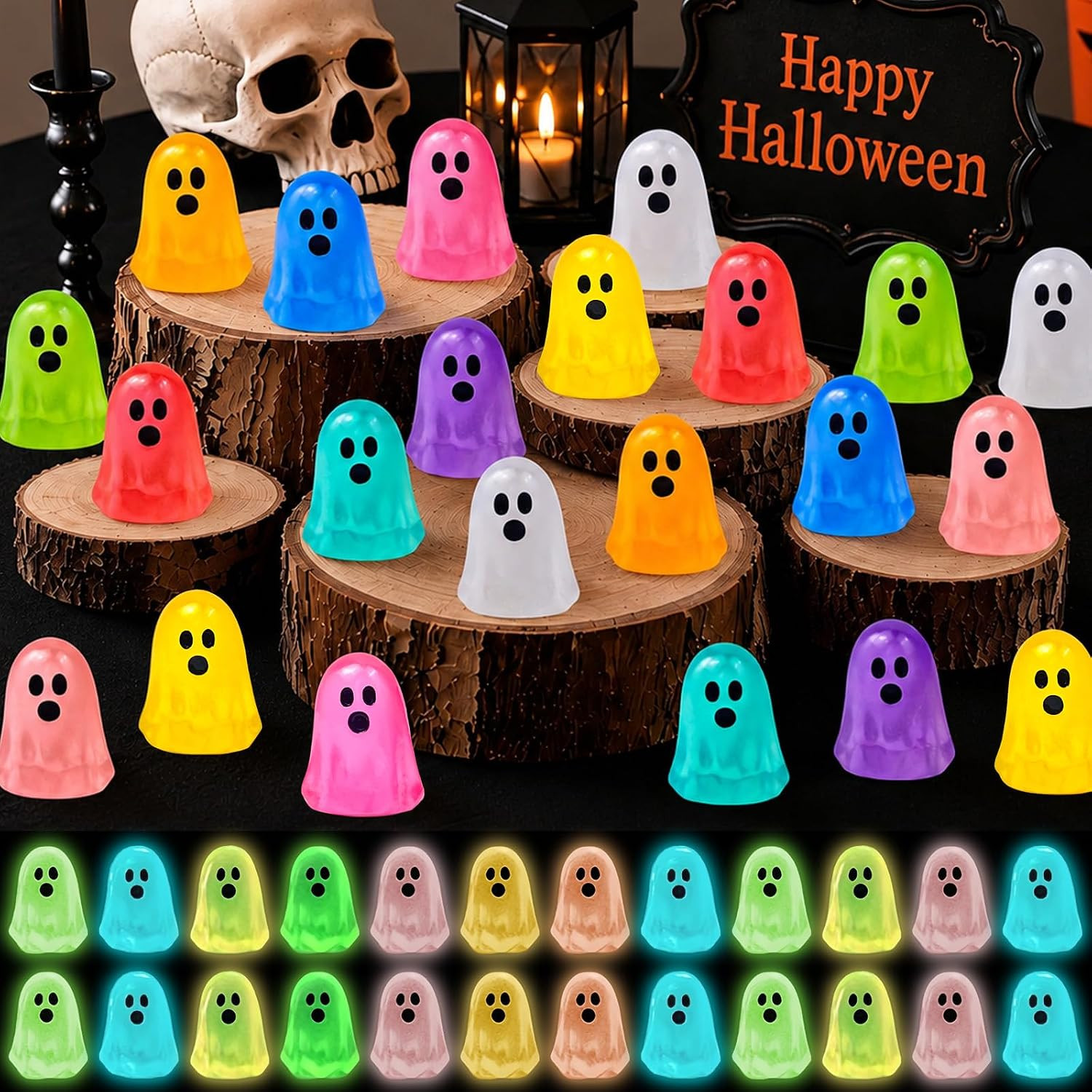 120 Pcs Halloween Luminous Mini Resin Ghost Figures Miniature Figurines 120 Pcs Halloween Luminous Mini Resin Ghost Figures Miniature Figurines