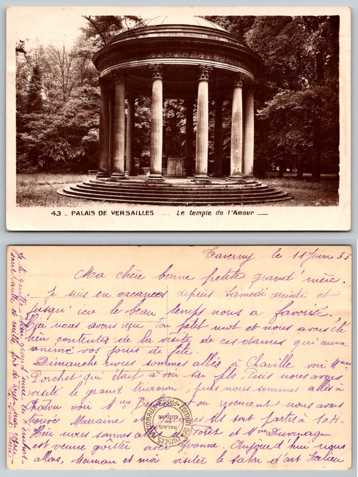 Versailles Temple of Love Postcard 1955 Paris France Chateau Gardens Versailles Temple of Love Postcard 1955 Paris France Chateau Gardens
