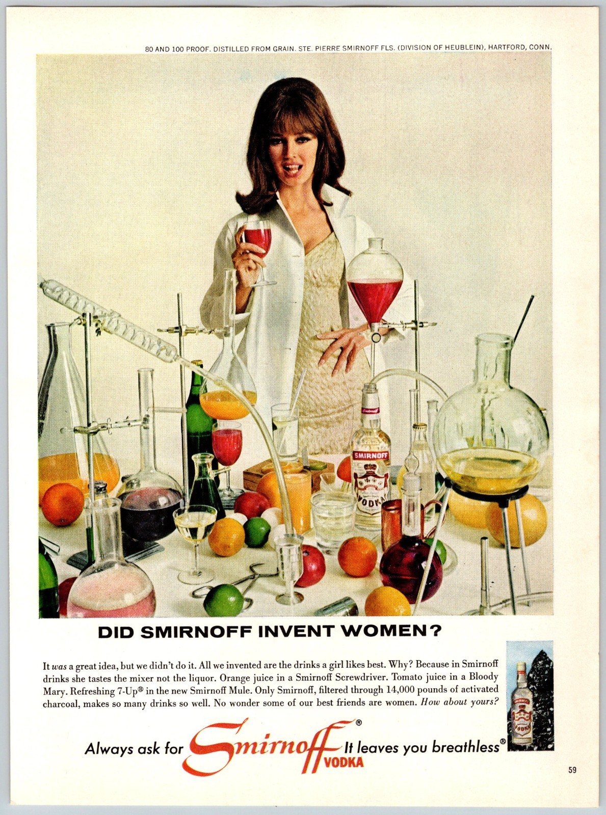 1965 PRETTY YOUNG WOMAN SMIRNOFF VODKA  Vtg 8