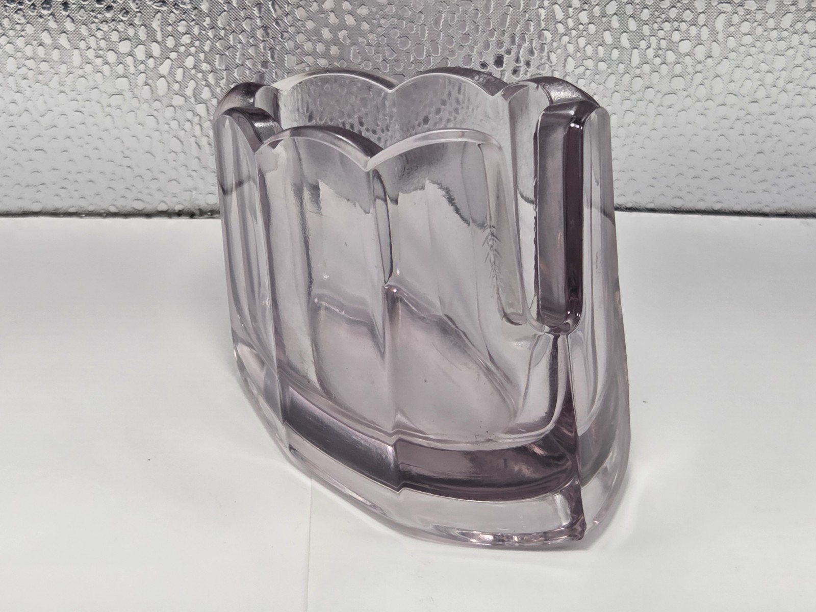 Fenton Clamborn Vintage Purple Tint Glass Scalloped Edge Spoon Holder Fenton Clamborn Vintage Purple Tint Glass Scalloped Edge Spoon Holder