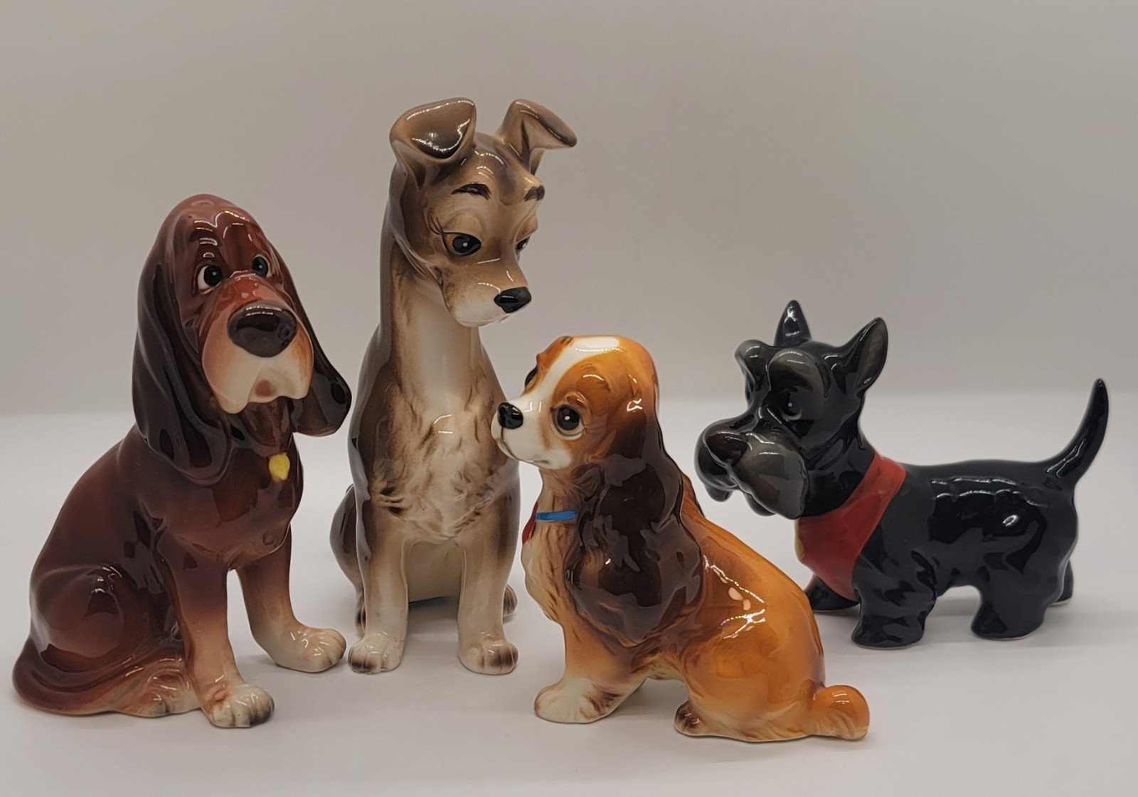 Vintage Disney Lady & the Tramp Porcelain Figurine Set Japan With Jock & Trusty Vintage Disney Lady & the Tramp Porcelain Figurine Set Japan With Jock & Trusty