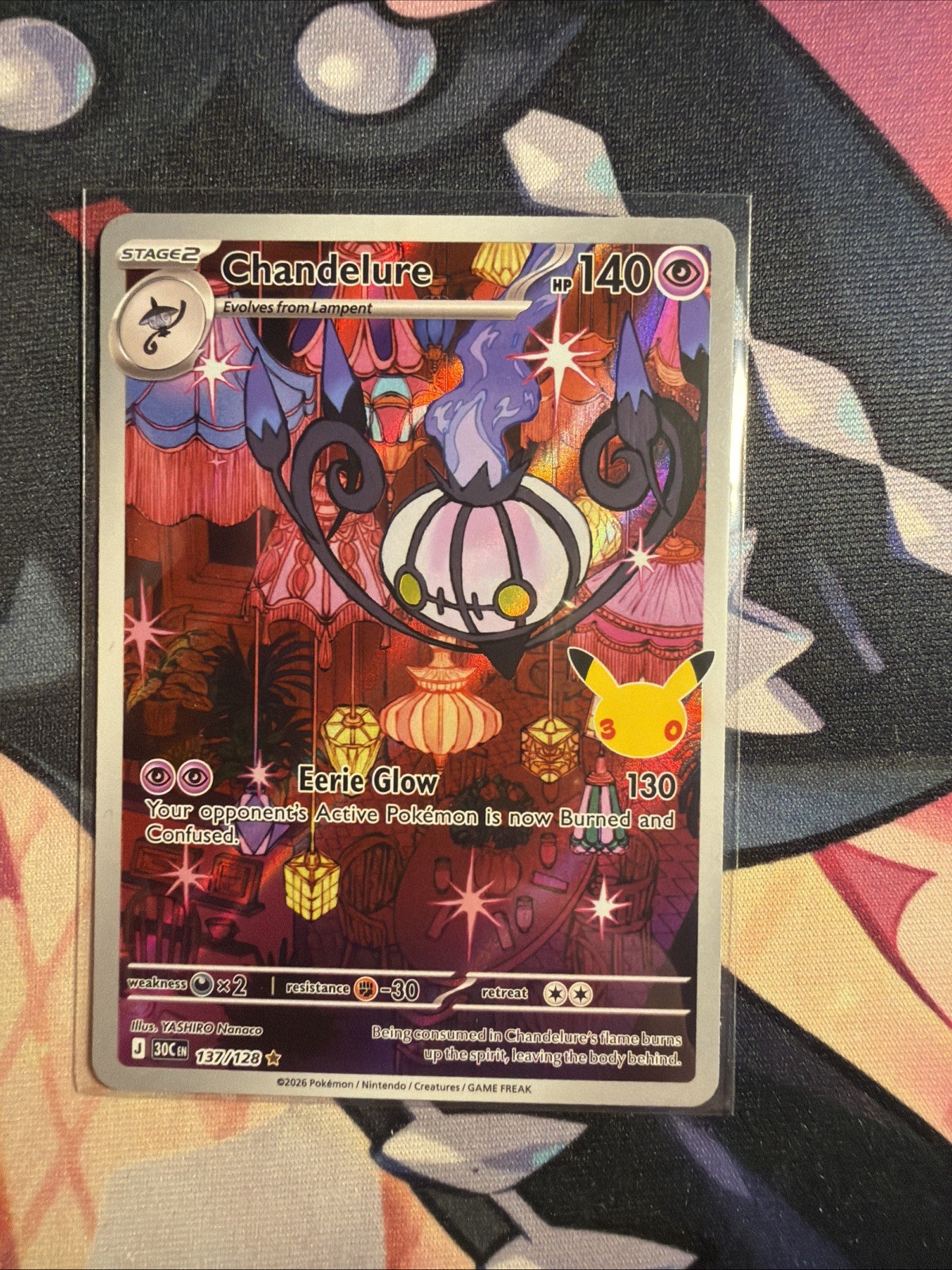 Pokémon TCG Chandelure 137/128 30th Celebration Illustration Rare Holo Card NM Pokémon TCG Chandelure 137/128 30th Celebration Illustration Rare Holo Card NM