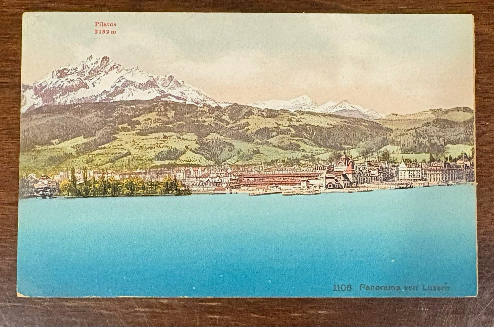 Zurich Luzern Switzerland Panorama Lithograph Antique Postcard Unposted