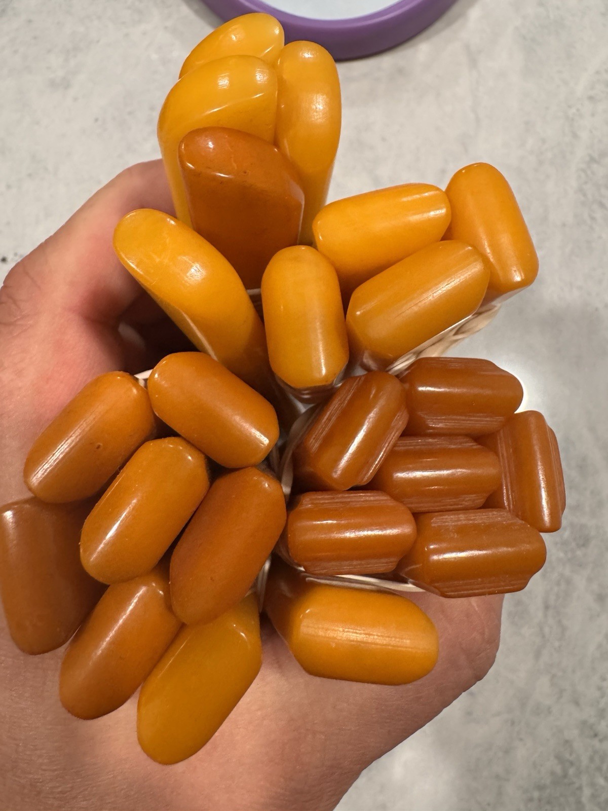 Vintage Bakelite marble 23 pieces Butterscotch 