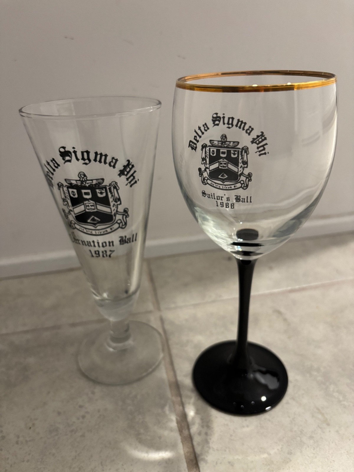 Vintage Delta Sigma Phi glassware. Vintage Delta Sigma Phi glassware.