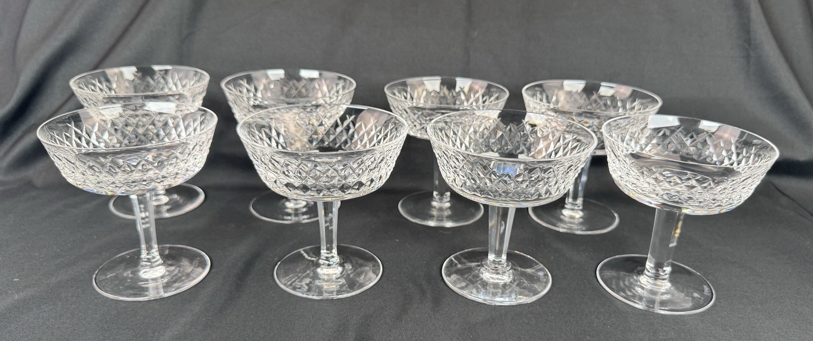 Waterford Alana Crystal Champagne Coupe Tall Sherbet Glasses Set of 8 Ireland