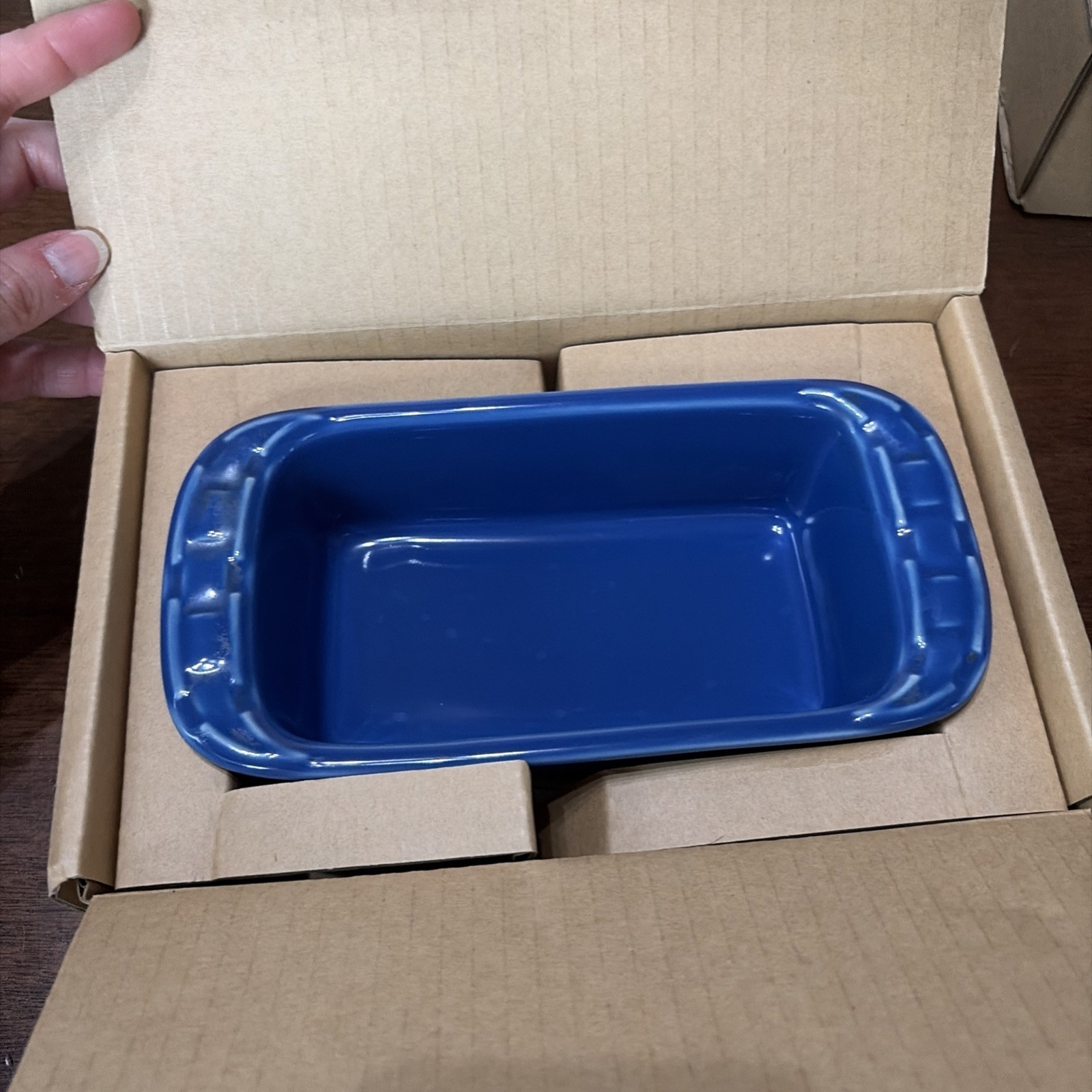 Longaberger Pottery Woven Traditions Cornflower Blue Small Mini Loaf Baking Pan
