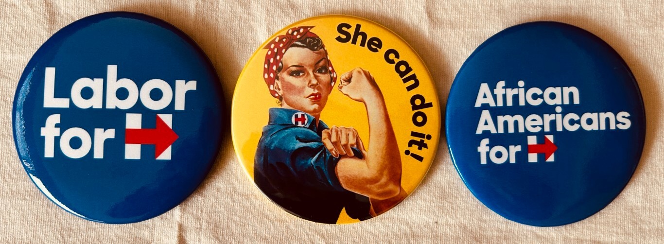 3 Hillary Clinton 2016 campaign buttons African Americans Labor & She Can Do It