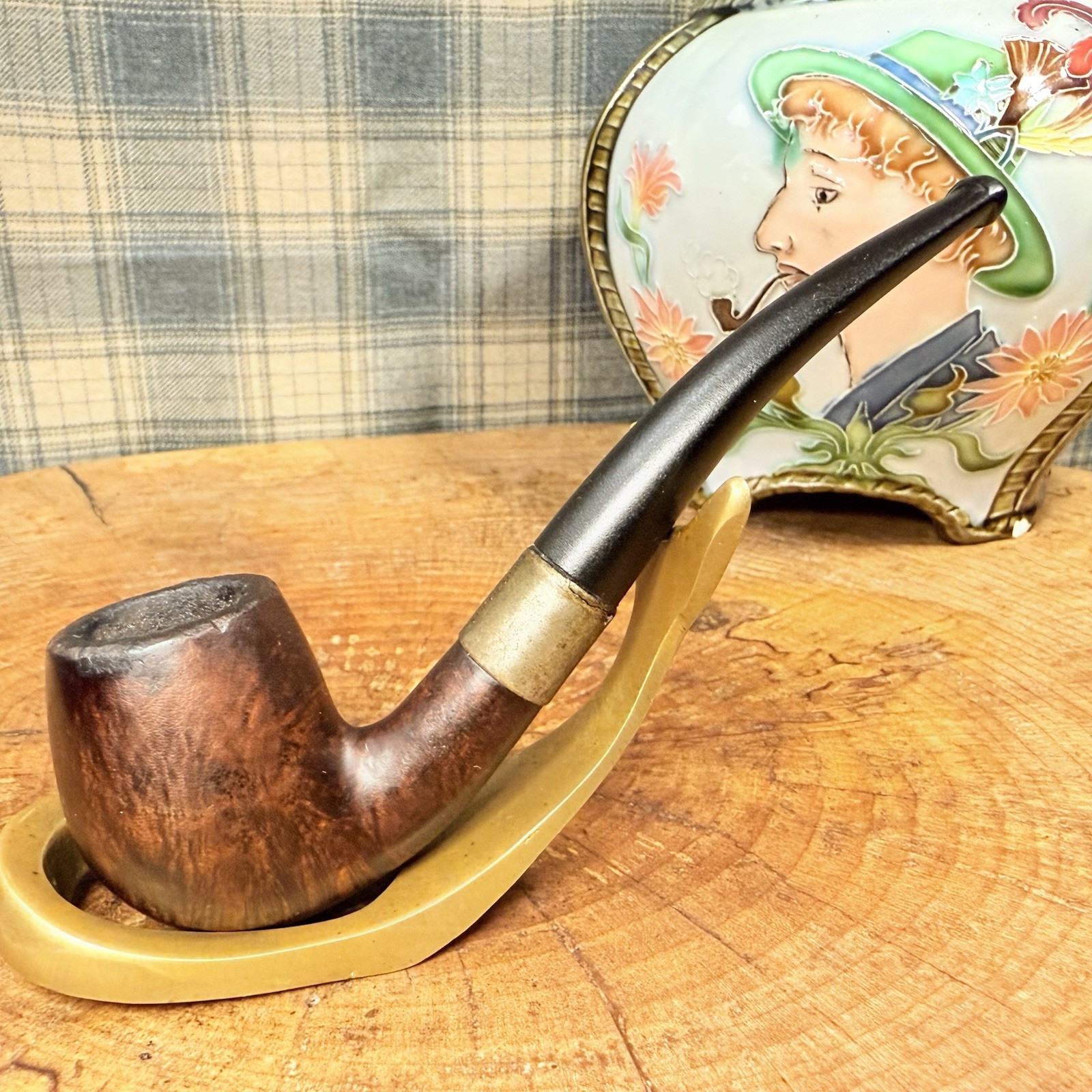 Vintage 1940’s WDC STANWIX ALIAN BRIAR Nickel Plated Band Estate Tobacco Pipe