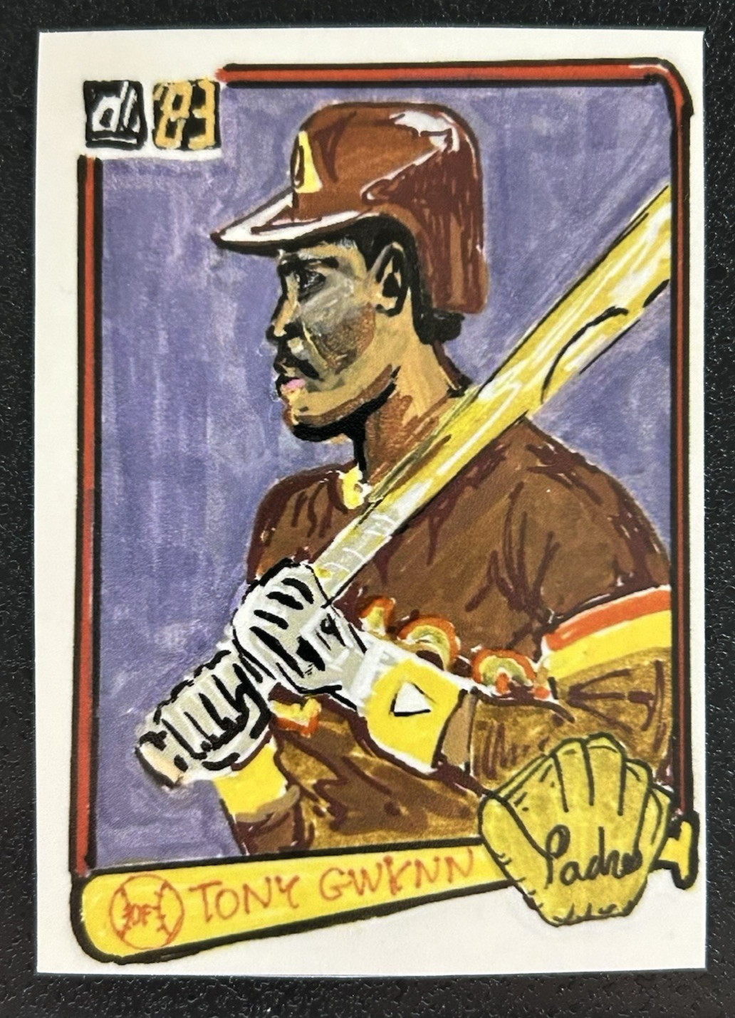 ACEO Sketch Trading Card Print * 1983 Donruss RC Tony Gwynn Padres Tribute* Art