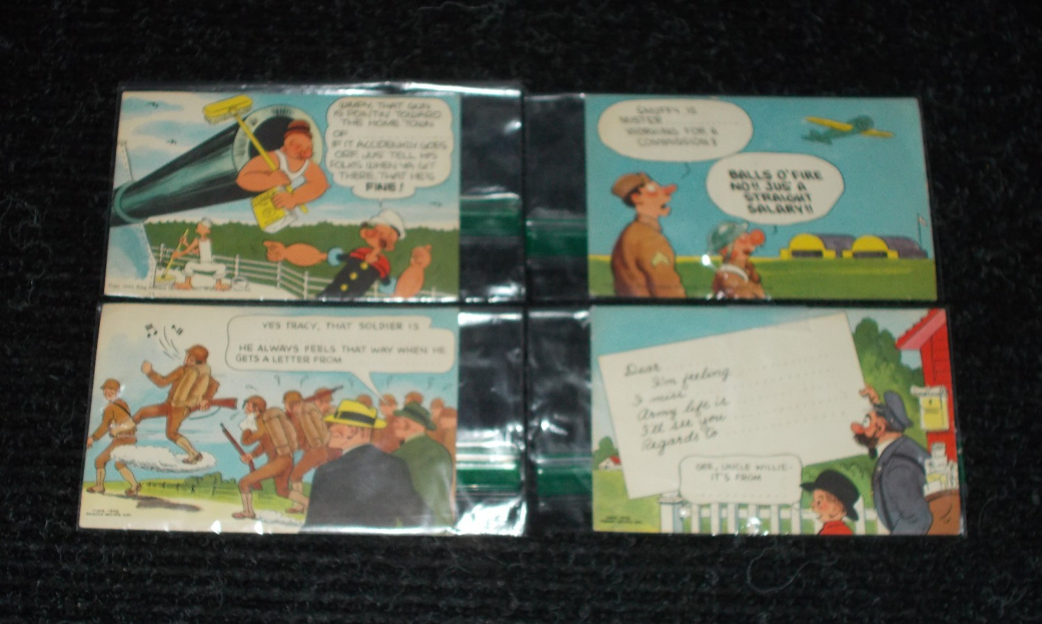 VINTAGE 1942 WWII WAR SET LOT OF 4 FAMOUS ARTIST & KING FEATURES SYN POSTCARDS