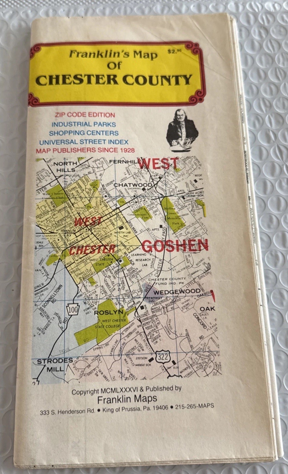 Franklin’s Map Of Chester County Zip Code Edition By Franklin Vintage