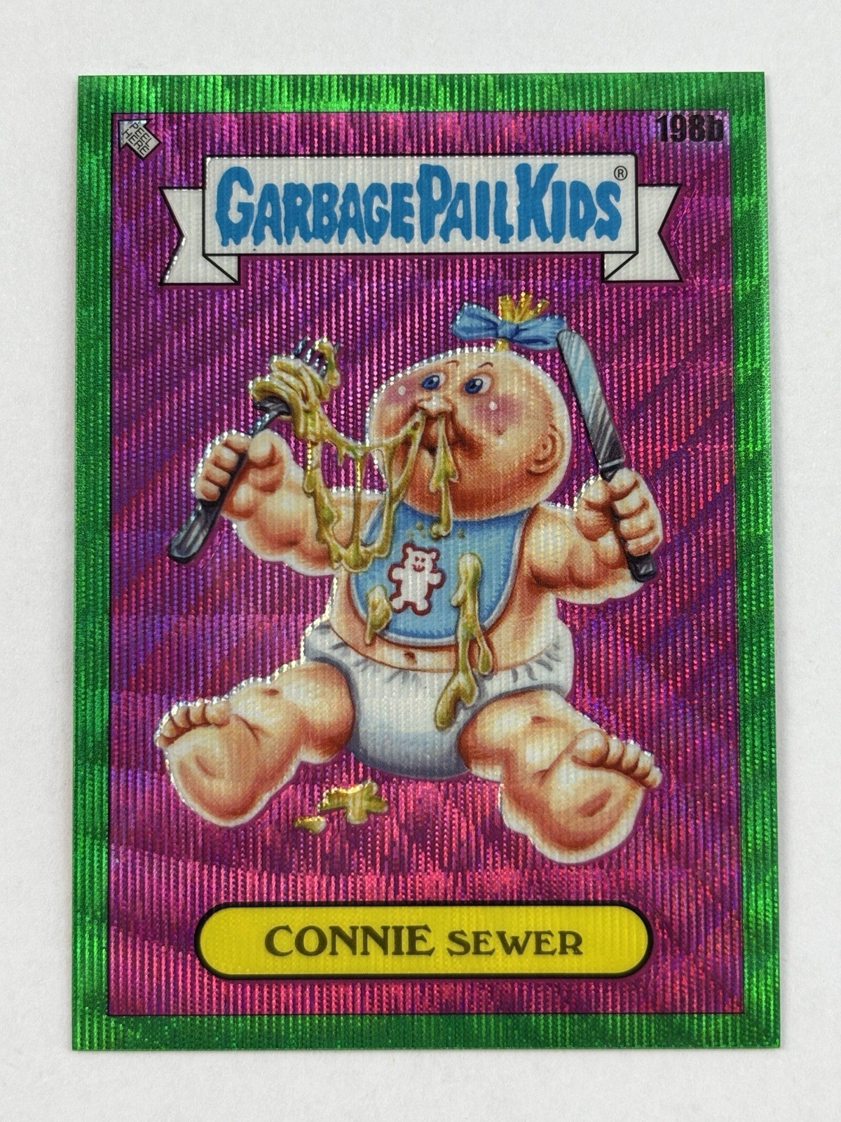 2022 Topps Chrome Garbage Pail Kids Connie Sewer 198b Green Wave Refractor /299 2022 Topps Chrome Garbage Pail Kids Connie Sewer 198b Green Wave Refractor /299