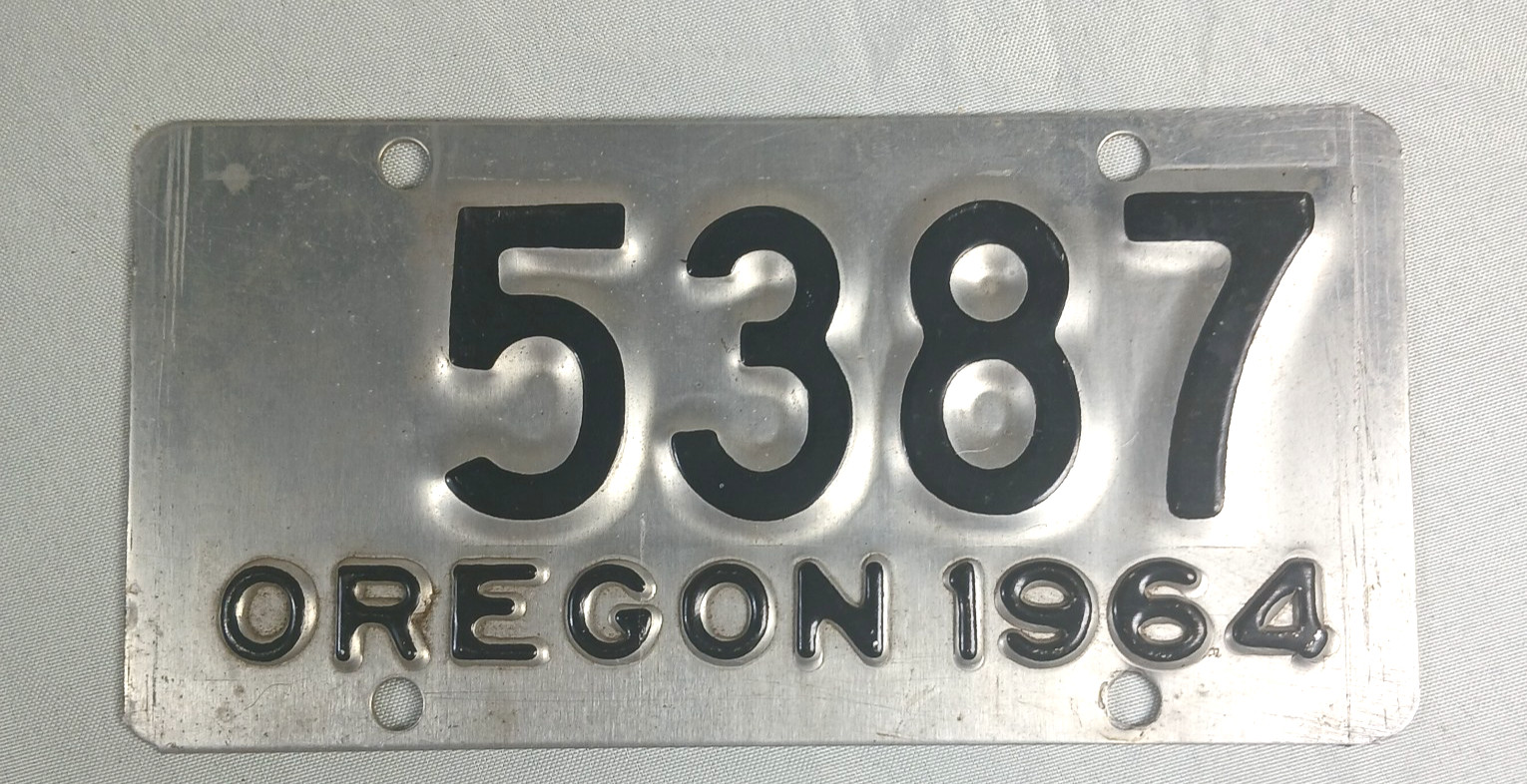 Vtg. 1964 Oregon Motorcycle License Plate