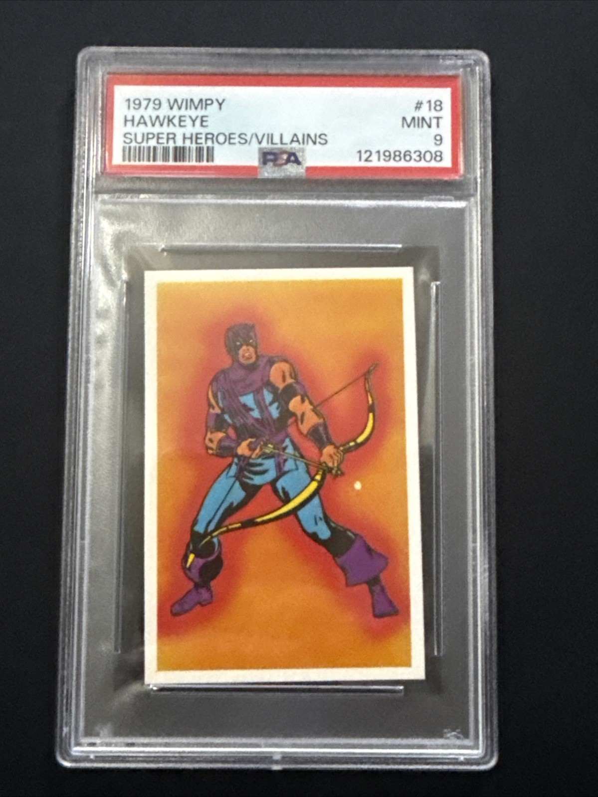 1979 Wimpy Super Heroes / Villains HAWKEYE PSA 9 Marvel #18 1979 Wimpy Super Heroes / Villains HAWKEYE PSA 9 Marvel #18