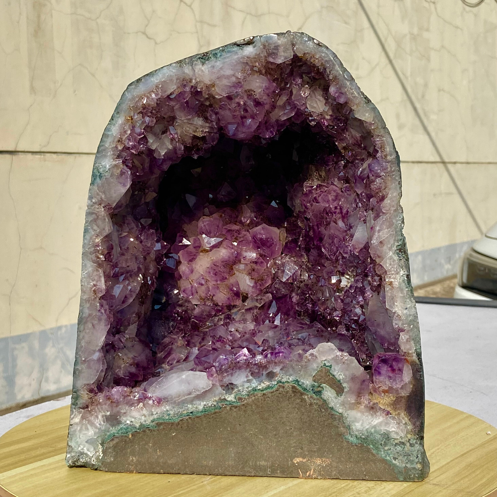 28.8LB Large natural amethyst geode quartz crystal cluster cathedral energy hea
