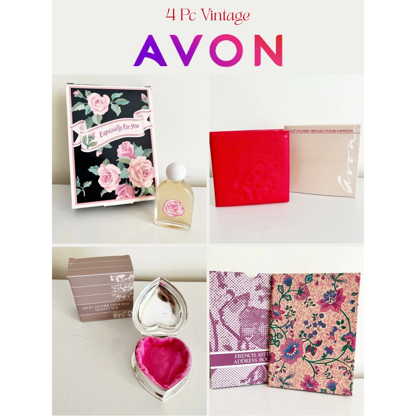 AVON Vintage 1980s Gift Set Bundle NIB | Trinket Box Mirror Perfume Address Book