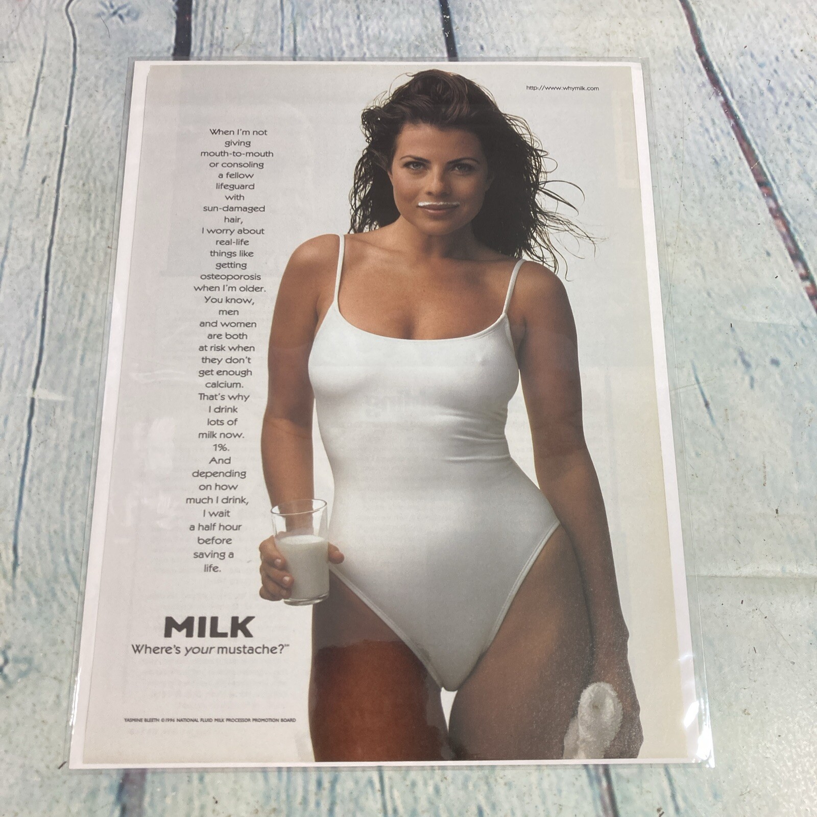 1998 Sexy Yasmine Bleeth Hot Body MILK Vtg Print Ad/Poster Promo Art Magazine Pg