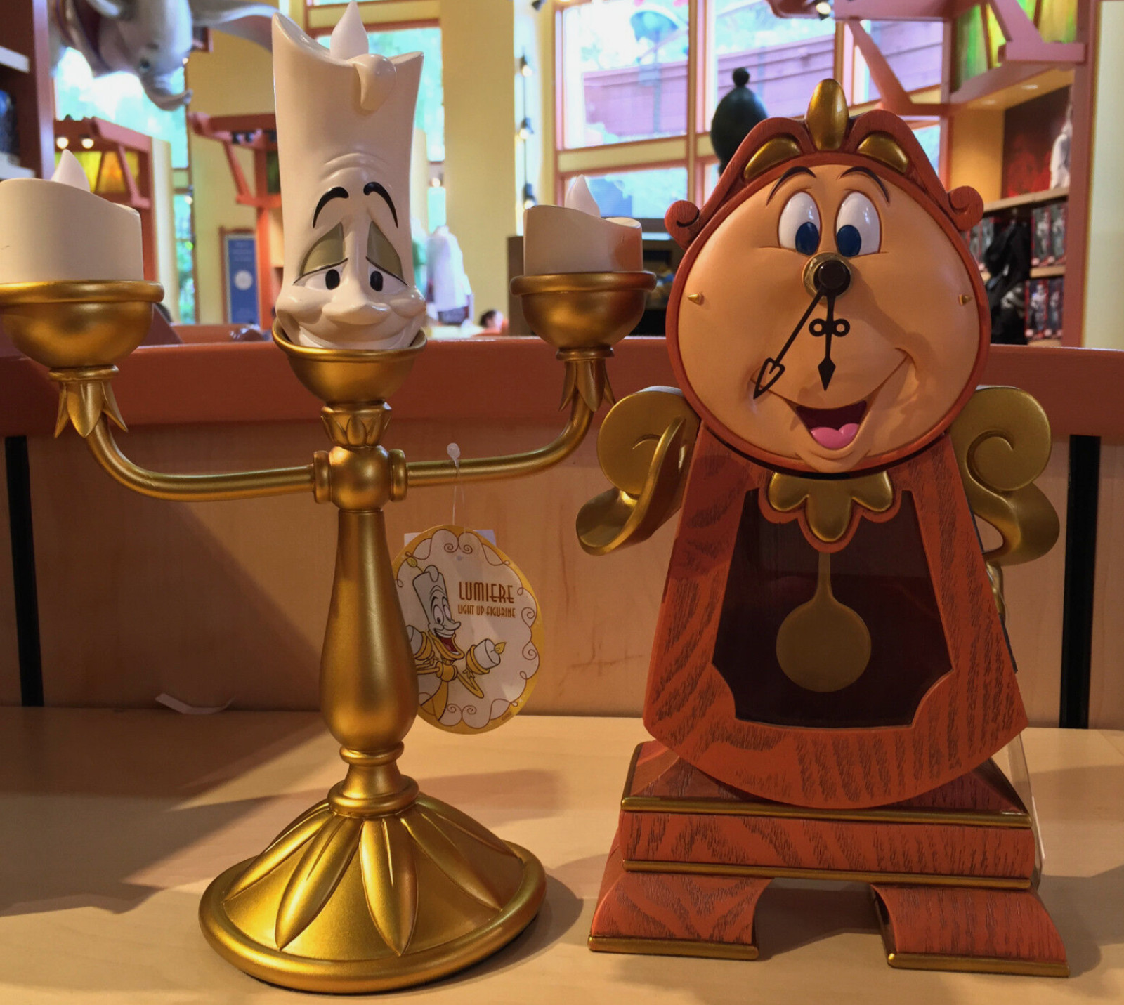 Disney Parks Beauty & The Beast Cogsworth Clock Lumiere Light Up Figure Set NEW Disney Parks Beauty & The Beast Cogsworth Clock Lumiere Light Up Figure Set NEW