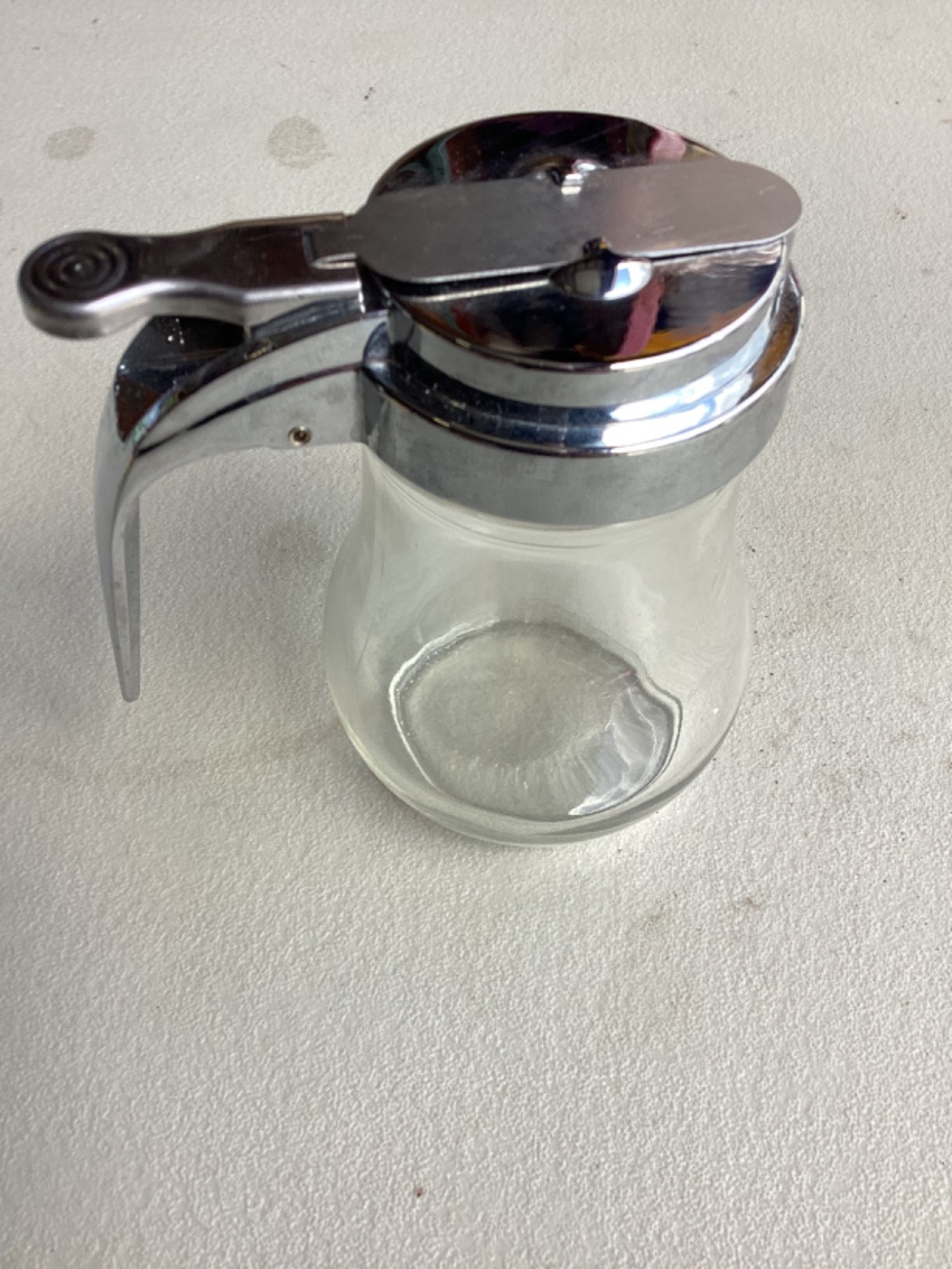 Syrup Dispenser Bottle Clear Glass Metal Top