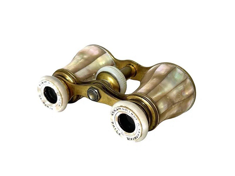 Antique French Mother Of Pearl & Brass Opera Glasses Binoculars Circa 1900 Antique French Mother Of Pearl & Brass Opera Glasses Binoculars Circa 1900
