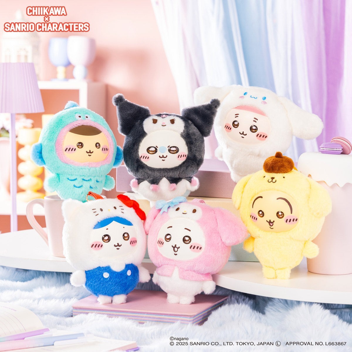 Chiikawa x Sanrio Characters Kiramekko Mascot Figure Keychain Complete Set Japan