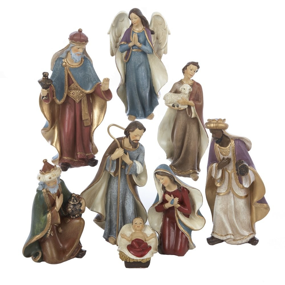 Kurt Adler 8 Piece Resin Nativity Set 6.25 Inch Christmas Holy Family