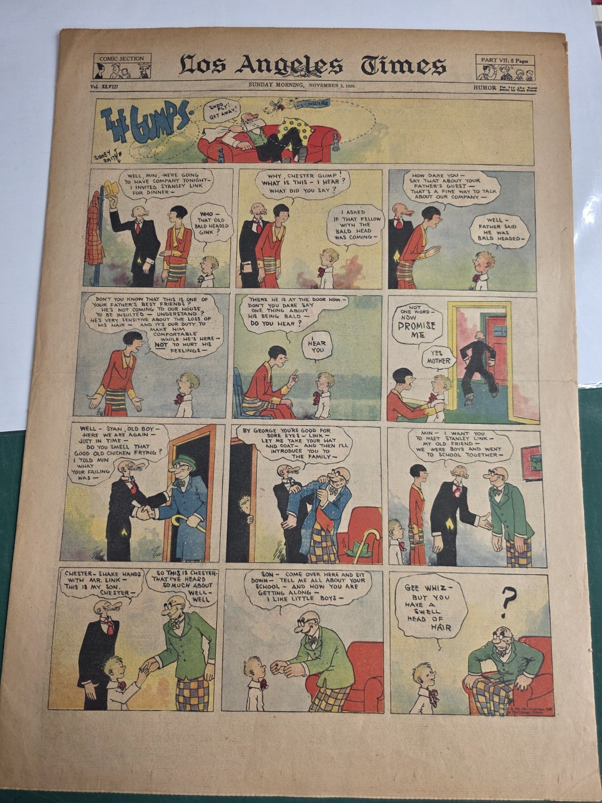 Los Angeles Times Comic Section Nov 1929 Gumps Betty Gasoline Alley Harold Teen Los Angeles Times Comic Section Nov 1929 Gumps Betty Gasoline Alley Harold Teen