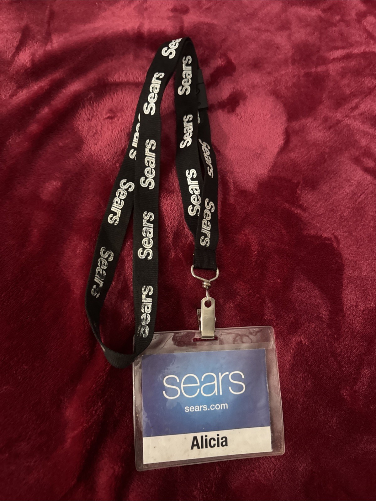 Vintage Sears Lanyard Black & White With Associate Badge