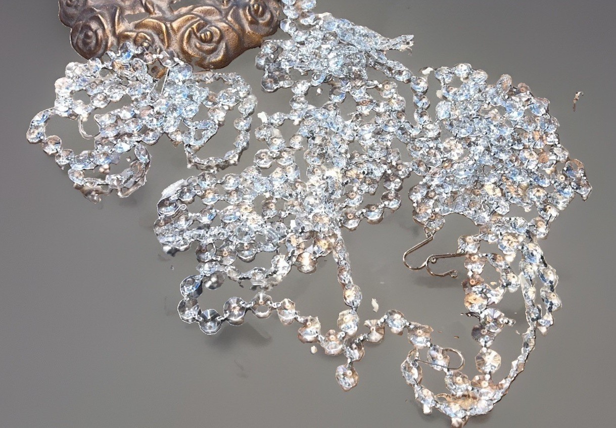 Vintage 130 Crystal Cut Glass Prisms Octagon Shaped Linked Strand Prisms Vintage 130 Crystal Cut Glass Prisms Octagon Shaped Linked Strand Prisms