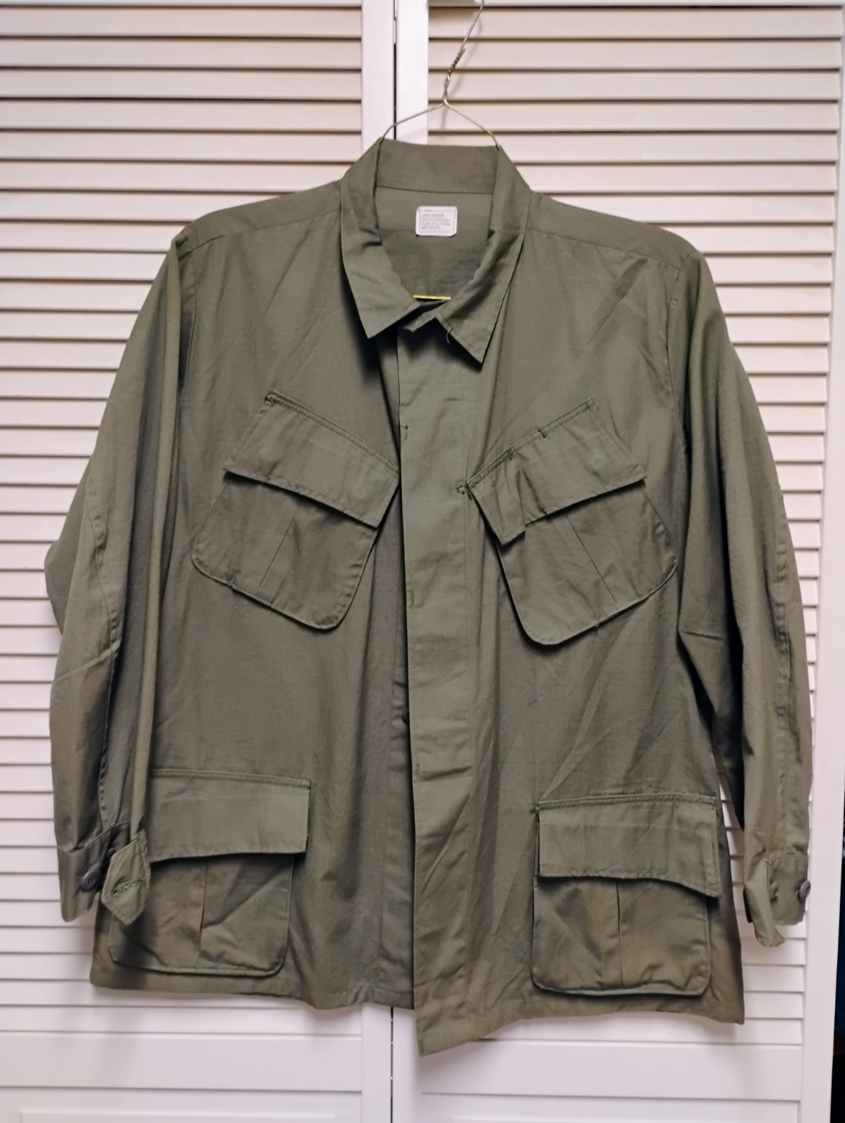 US Army Coat, Vietnam 1969, Poplin OG, Rip Stop, Unissued Lg-Reg Exec Cond US Army Coat, Vietnam 1969, Poplin OG, Rip Stop, Unissued Lg-Reg Exec Cond