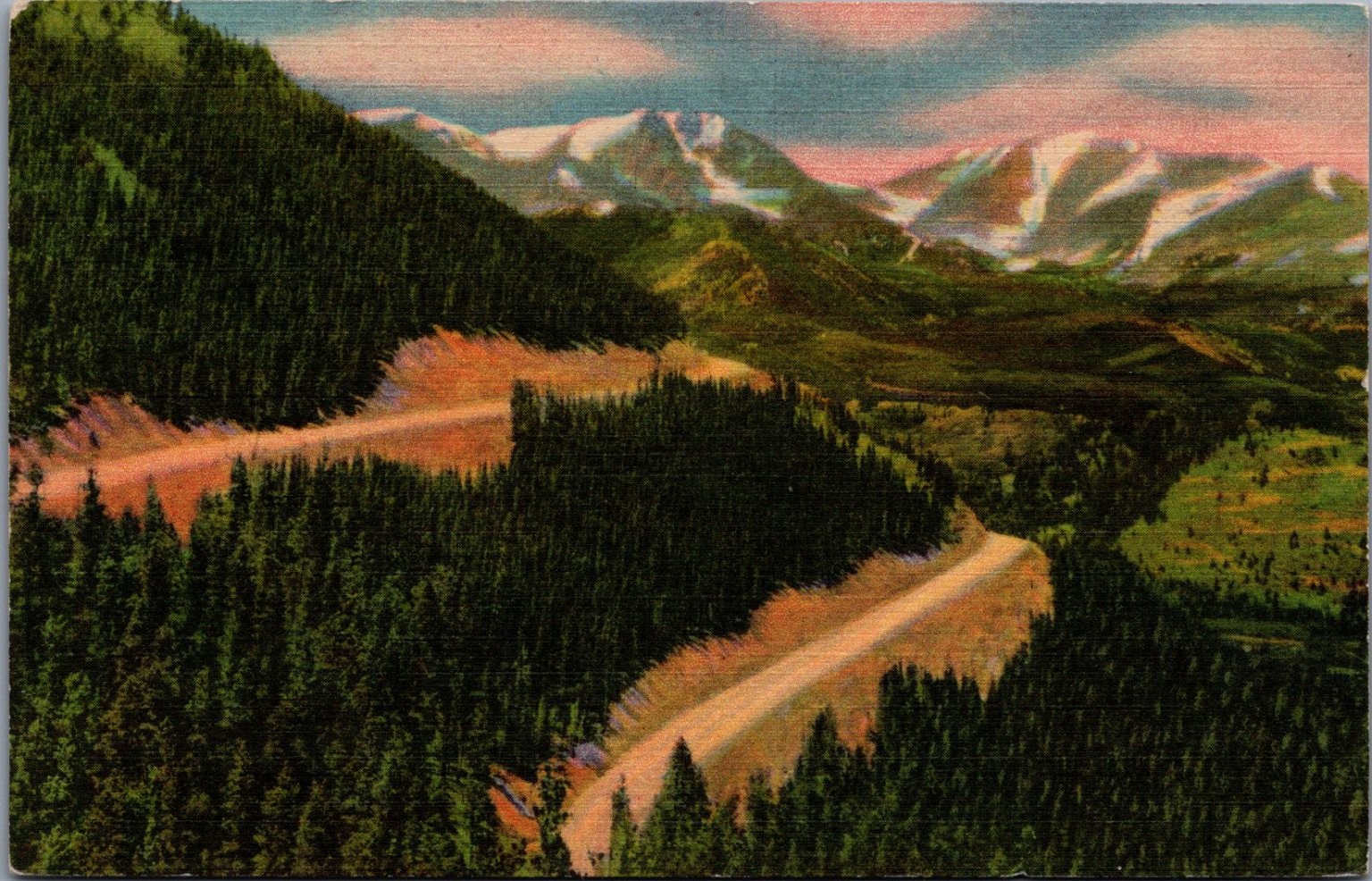 Mt Ypsilon Mummy Range Trail Ridge Road Estes Park CO Linen Postcard 1940s Mt Ypsilon Mummy Range Trail Ridge Road Estes Park CO Linen Postcard 1940s