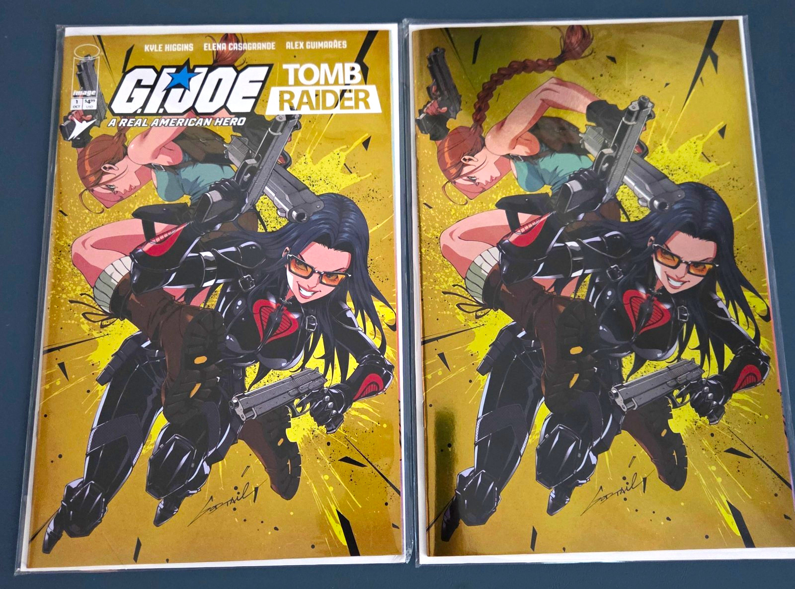GI JOE TOMB RAIDER #1 GODTAIL 616 Trade FOIL Virgin Variant AB Set LTD 750 Comic