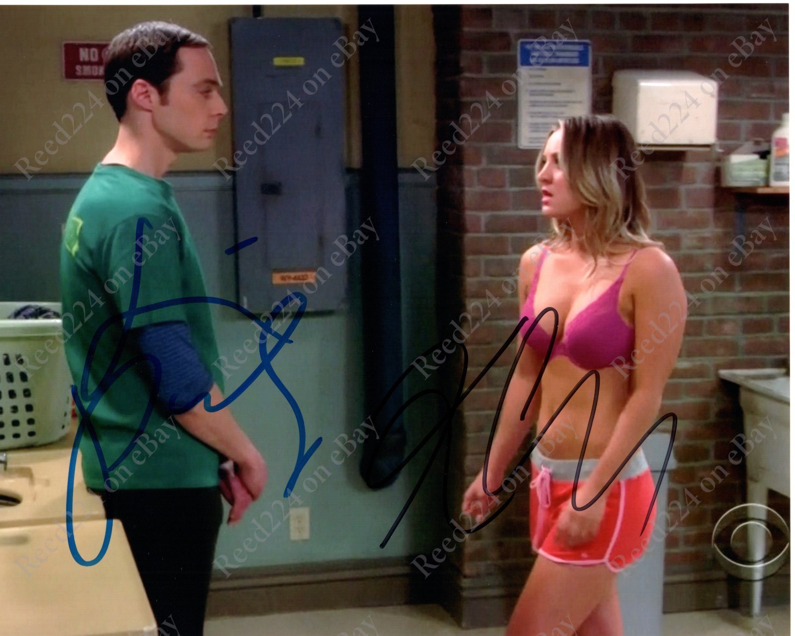 Kaley Cuoco & Jim Parsons Signed 8x10 Photo UACC COA + Date, Location, & Event