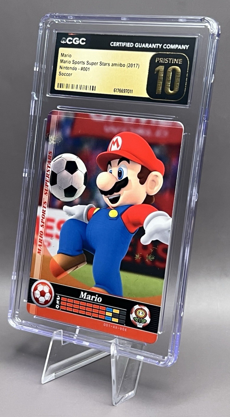 2017 Mario Sports Superstars Amiibo Card - #1 Mario Soccer - CGC 10 PRISTINE