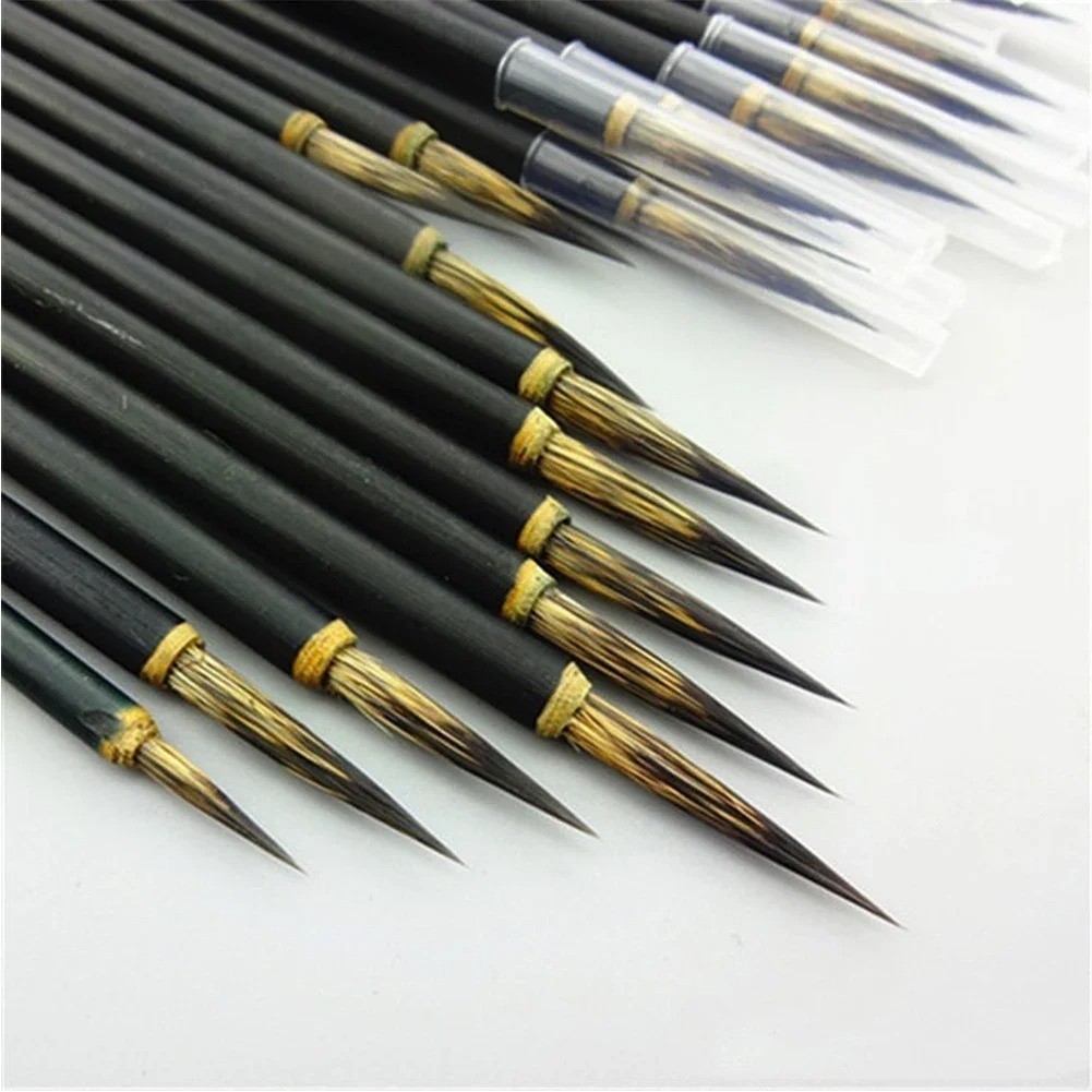 3pcs Chinese Calligraphy Brush Set Bamboo Handle Fine Hair Pens - NEW