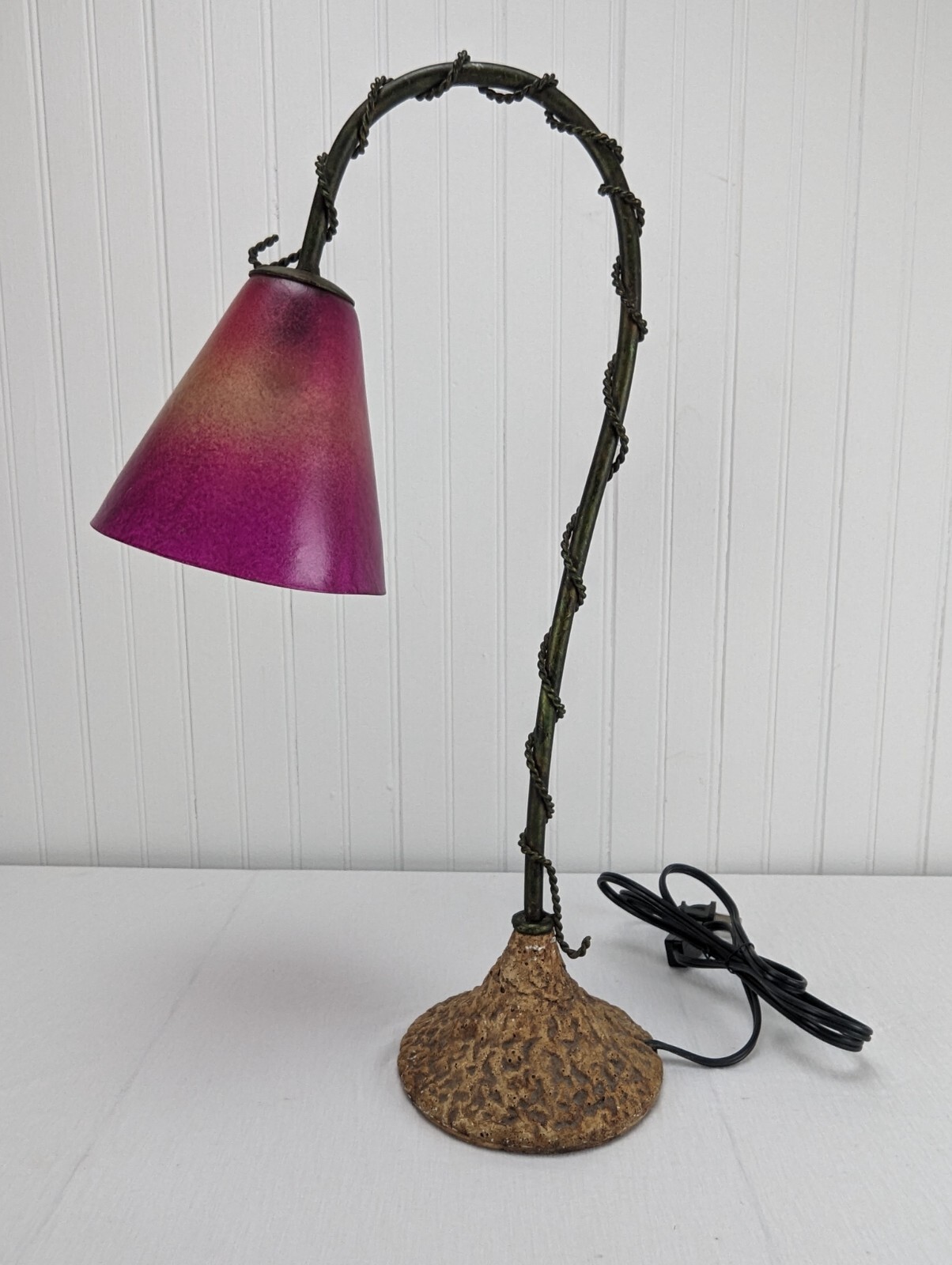 2003 Tarogo Table Lamp Gooseneck 205398 Purple Shade Fairy Mystical Vintage Rare