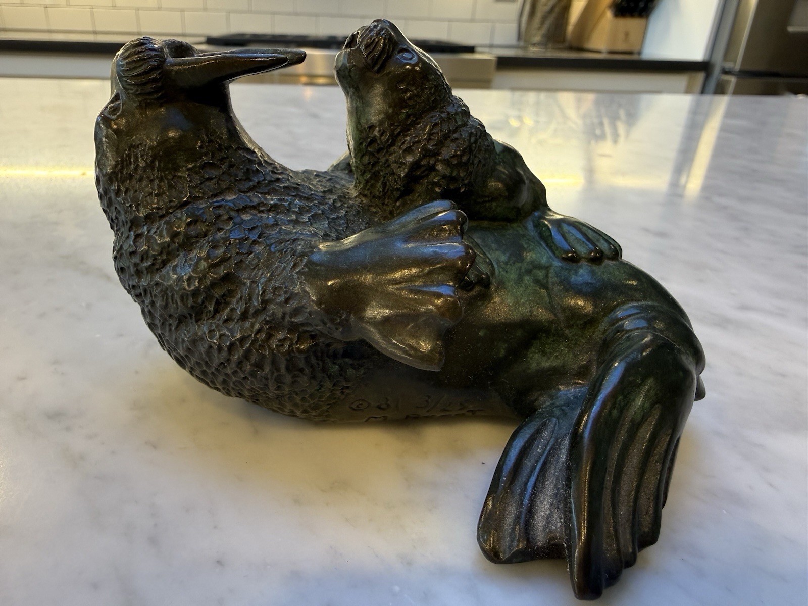 Rare 1981 Mary Regat Walrus and Babe Bronze Signed Sculpture #3/25