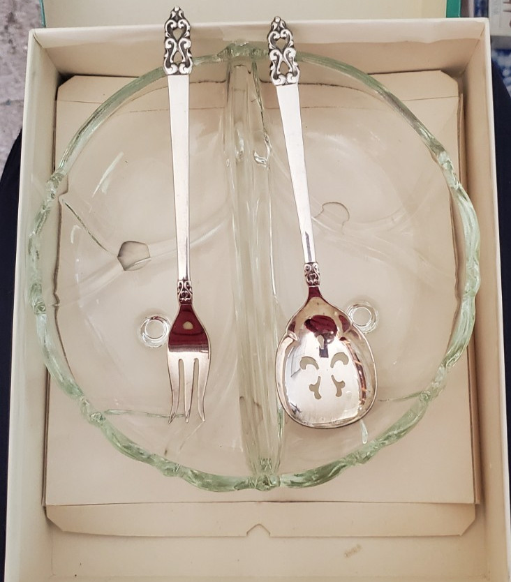 VTG Rare 1847 ROGERS BROS 3 Piece Relish Set SIR FREDERIK Pattern Silverplated