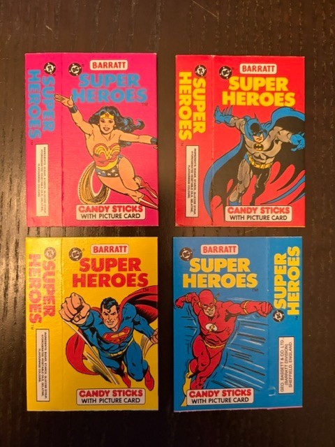 1983 Barratt DC Super Heroes Candy Boxes Set - Batman, Superman, Flash RARE 1983 Barratt DC Super Heroes Candy Boxes Set - Batman, Superman, Flash RARE