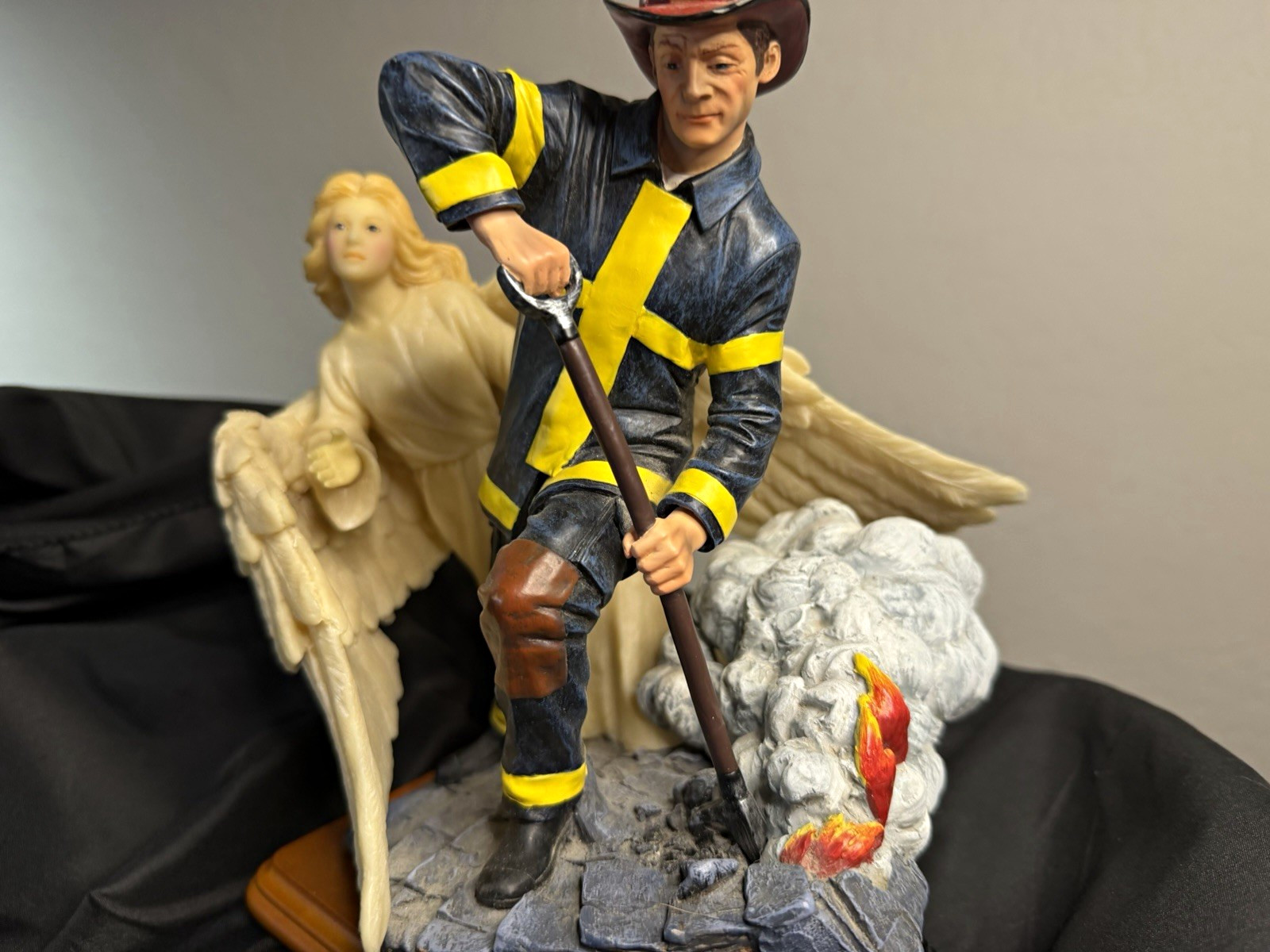 Vanmark Red Hats of Courage Unseen Guardian Firefighter & Angel Figurine, Signed